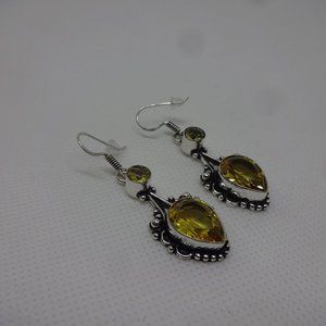 Stunning "CITRINE" Handmade Sterling Dangle Earrings #182